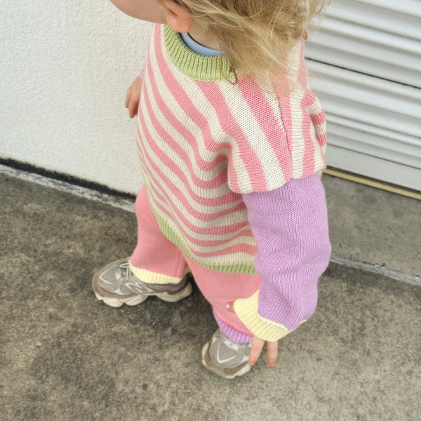 Colour Block Knitted Set - Sherbert