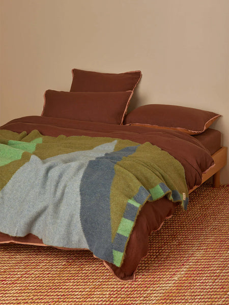 Geometric green Mohair Throw