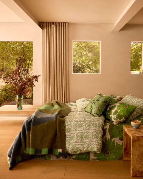 Geometric green Mohair Throw