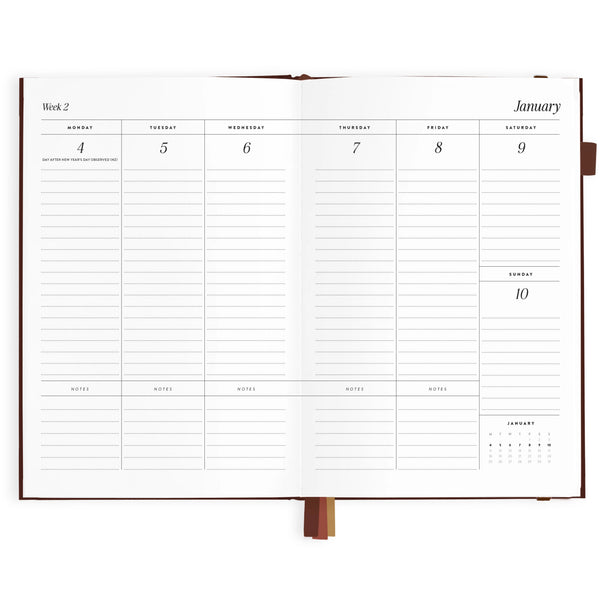 2027 A5 Vertical Planner Chocolate