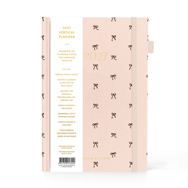 2027 A5 Vertical Planner French Bows