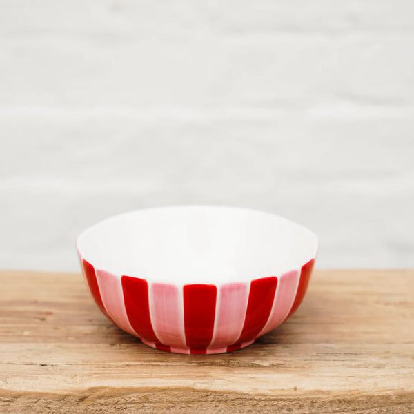Pink and Red Stripe Bowl Medium