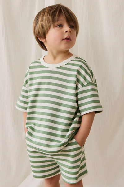 Pima Cotton Wesley Tee Essential Stripe Parchment/Snow Pea
