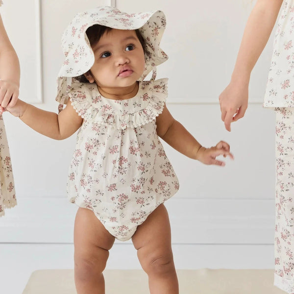 Organic Cotton Annabelle Romper Selena Blush