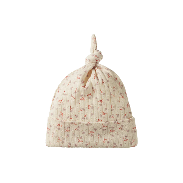 Dandelion Print Knotted Beanie