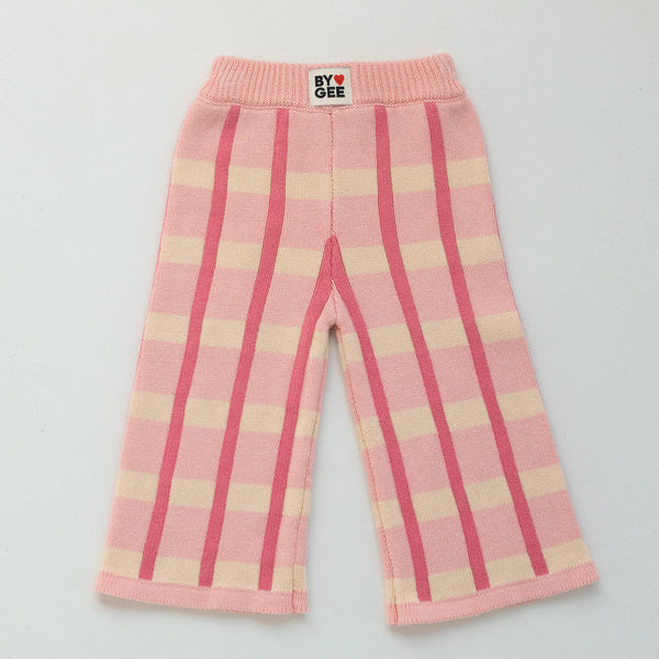 Organic Cotton Check Knit Pant Peony