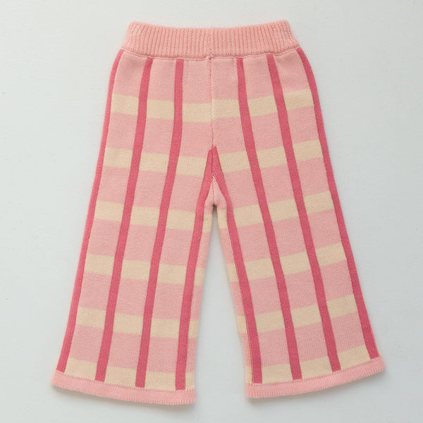 Organic Cotton Check Knit Pant Peony