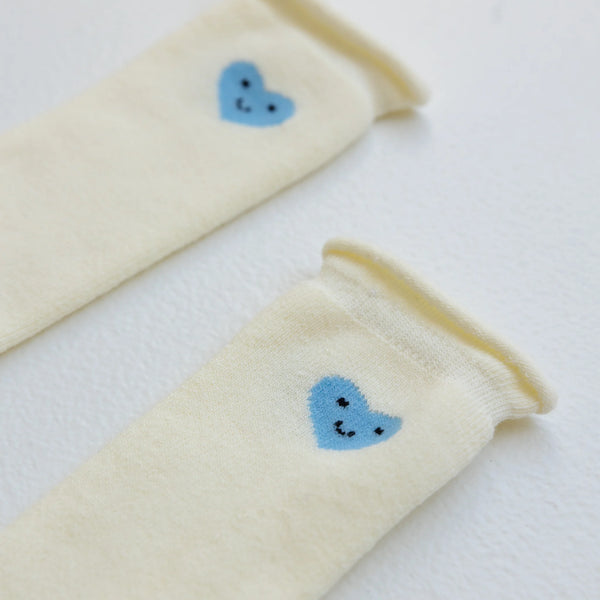Cotton Mini Slouch Sock Blue Heart