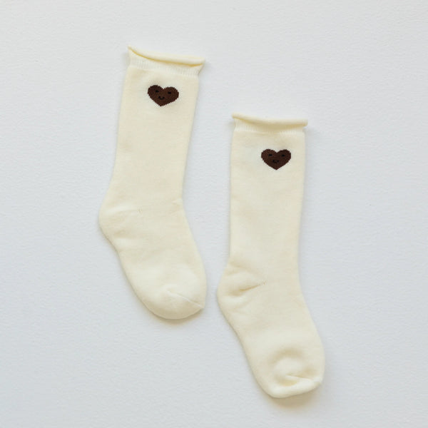 Cotton Mini Slouch Sock Brown Heart