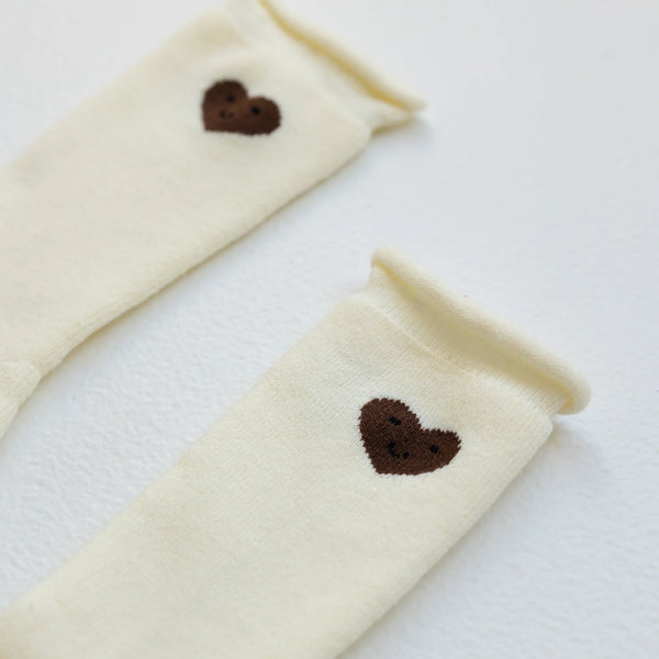 Cotton Mini Slouch Sock Brown Heart