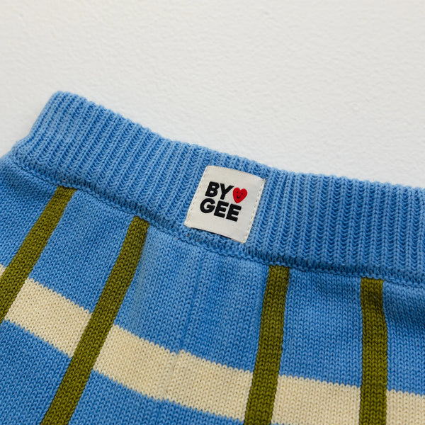 Organic Cotton Check Knit Pant Bluebird