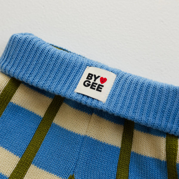 Organic Cotton Check Knit Pant Bluebird