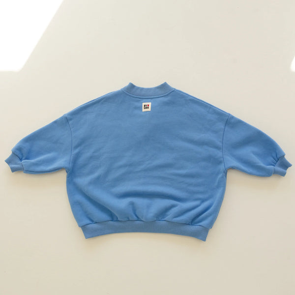 Cotton Boxy Sweatshirt Bluebird