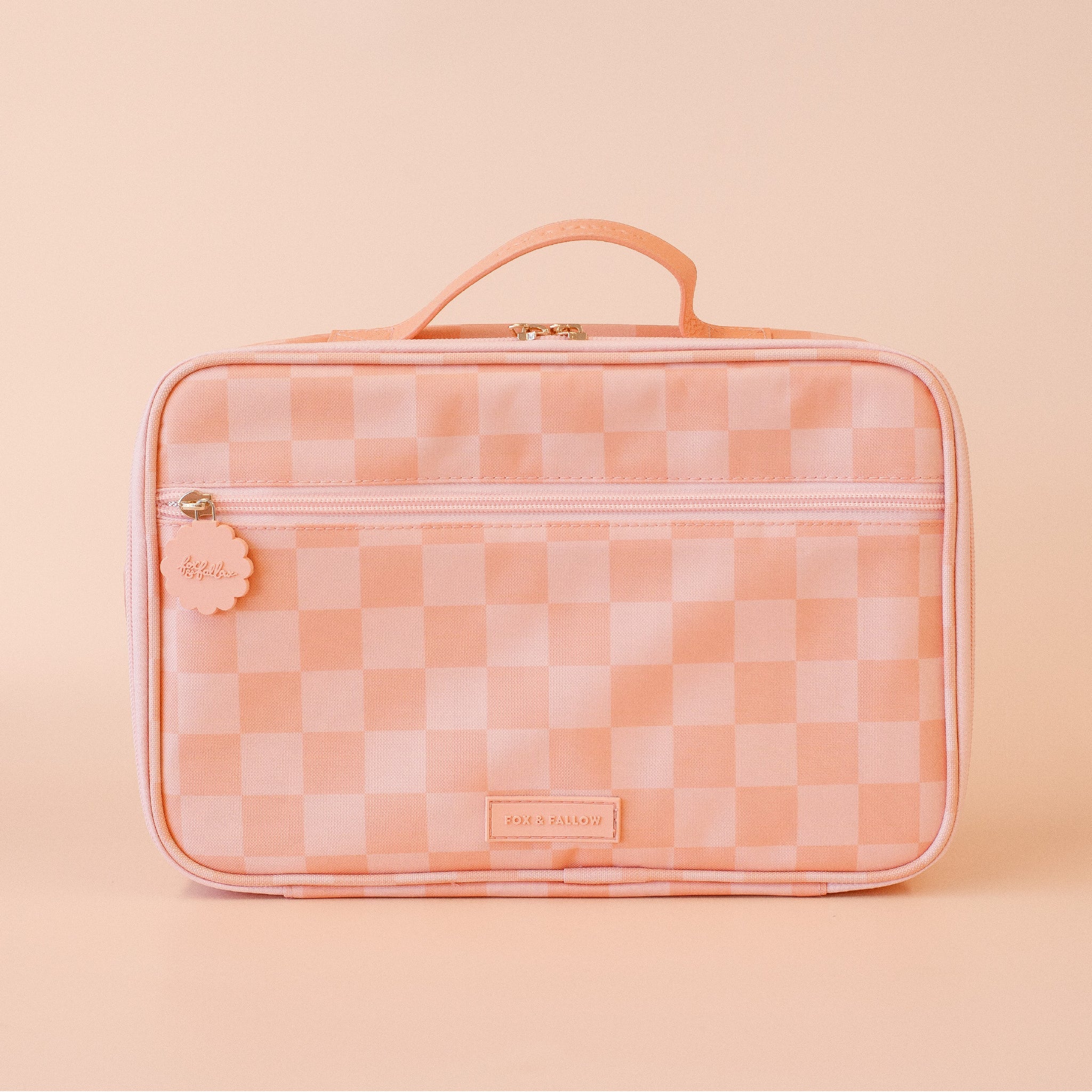 Peach Check Large Lunch Bag