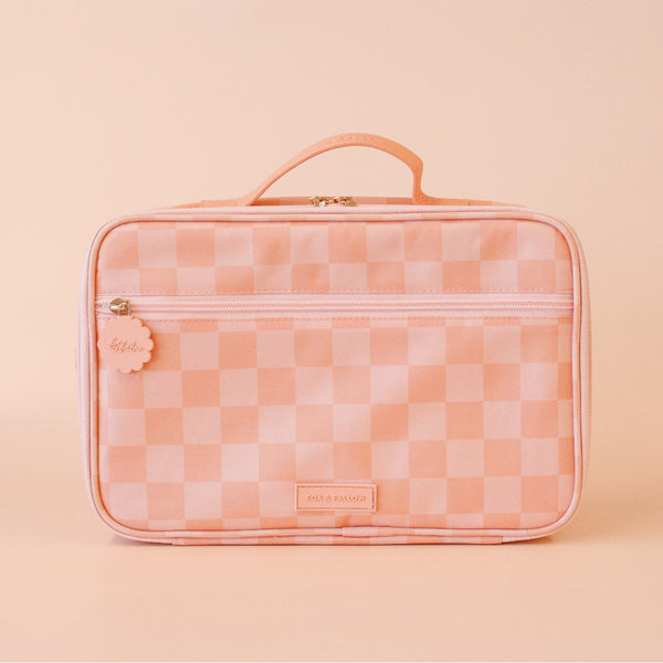 Peach Check Large Lunch Bag