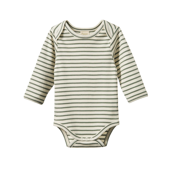 Long Sleeve Bodysuit Nettle Sailor Stripe