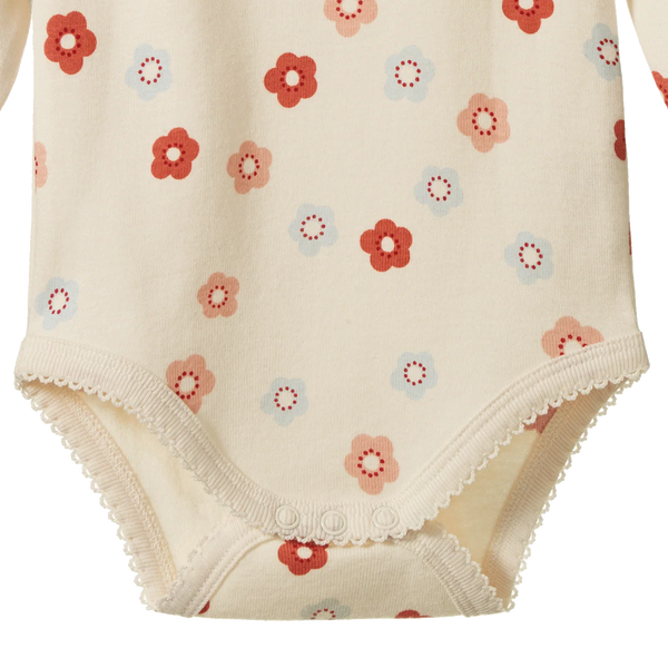 Petite Flora Stamp Long Sleeve Bodysuit
