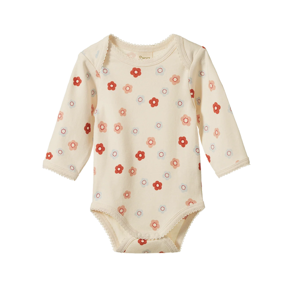 Petite Flora Stamp Long Sleeve Bodysuit
