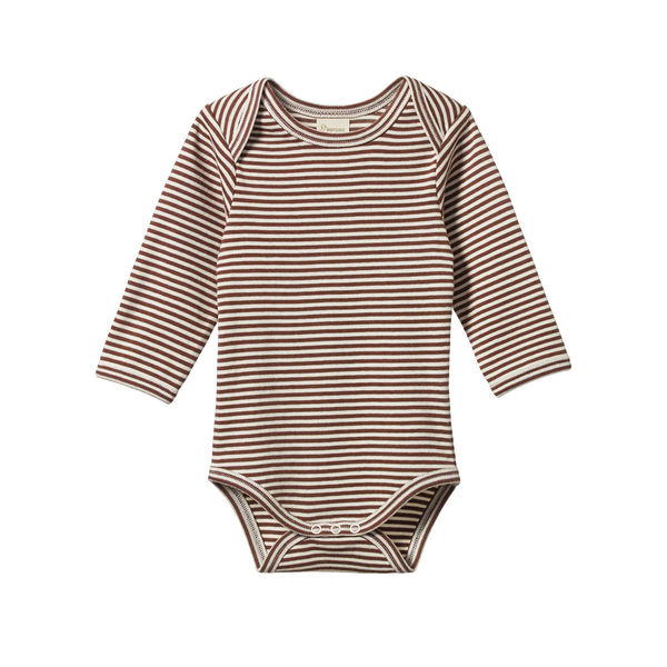 Long Sleeve Bodysuit Pinecone Stripe