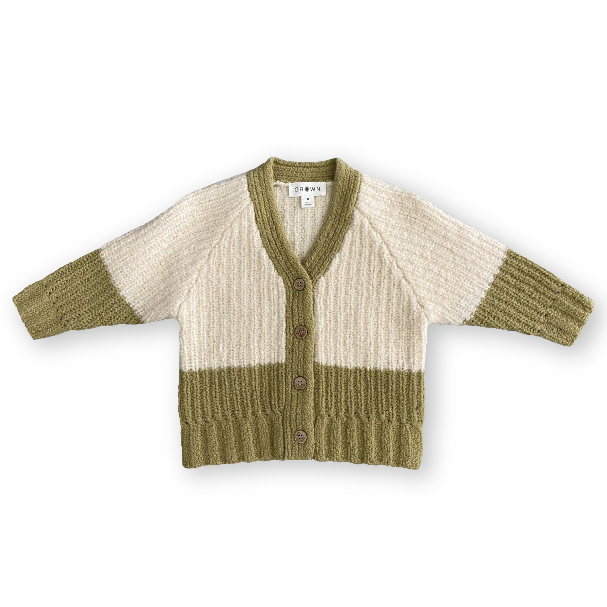 Merino Wool Cardigan Sage/Milk