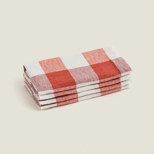 Paprika Check Linen Napkin Set