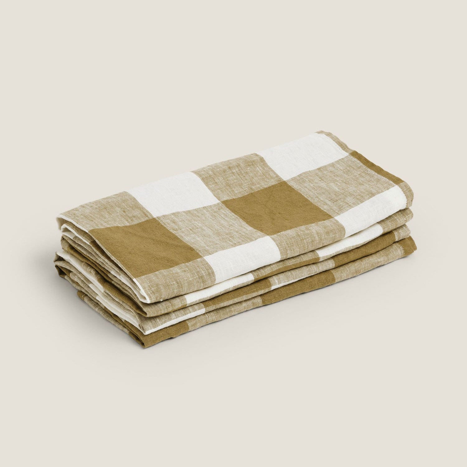 Olive Check Linen Napkin Set