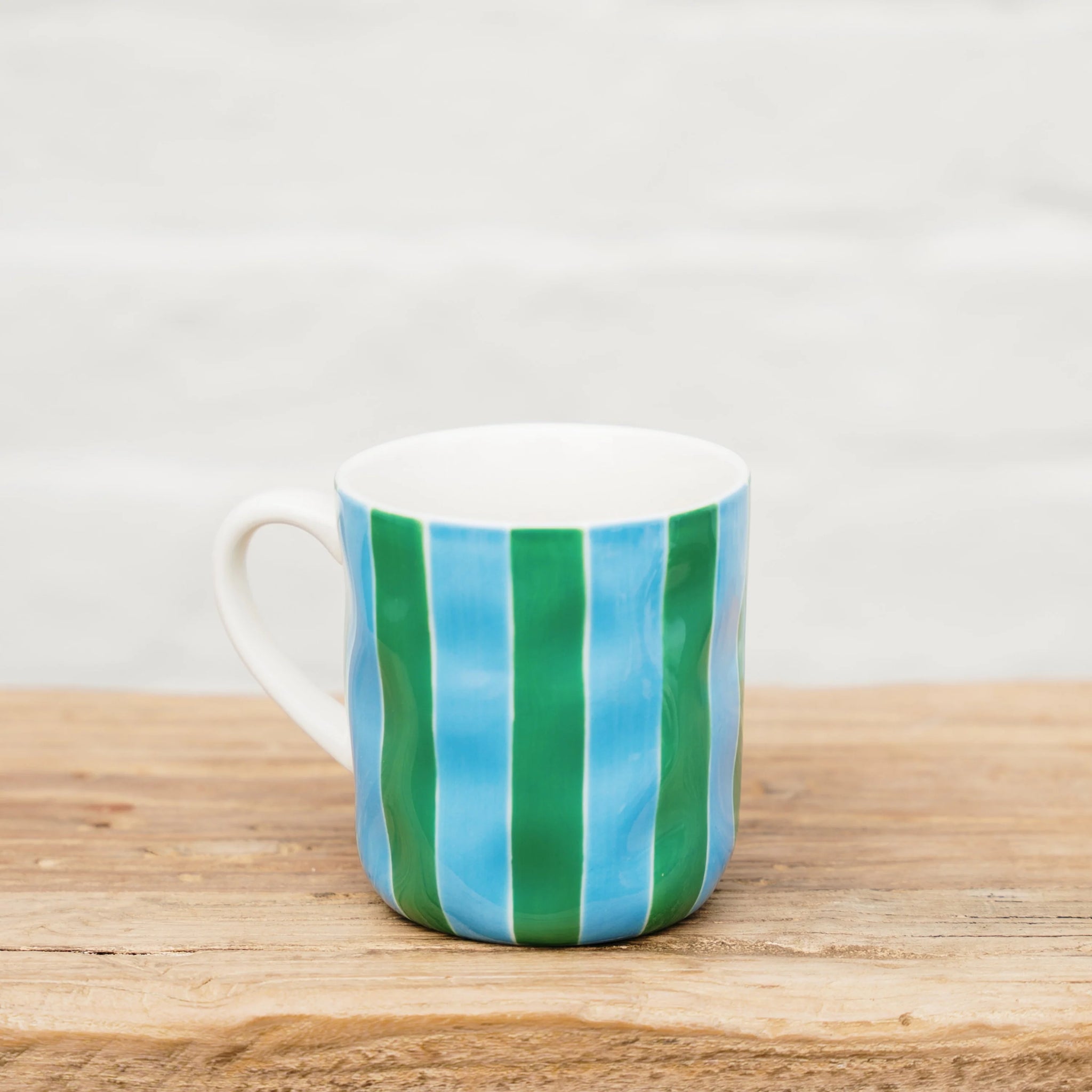 Green & Cornflower Stripe Mug