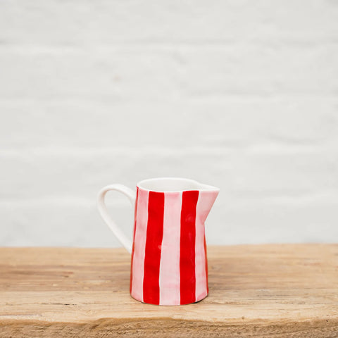 Milk Jug Pink & Red Stripes
