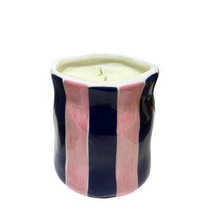 Cardigan Caramel Vanilla Pink & Navy Stripe Candle Large