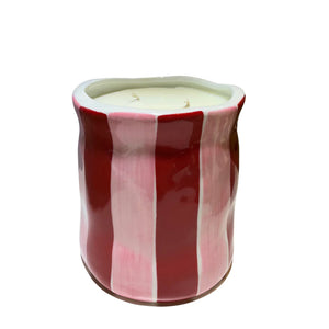 Roses Pink & Red Stripe Candle Small