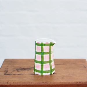 Milk Jug Pink & Green Gingham