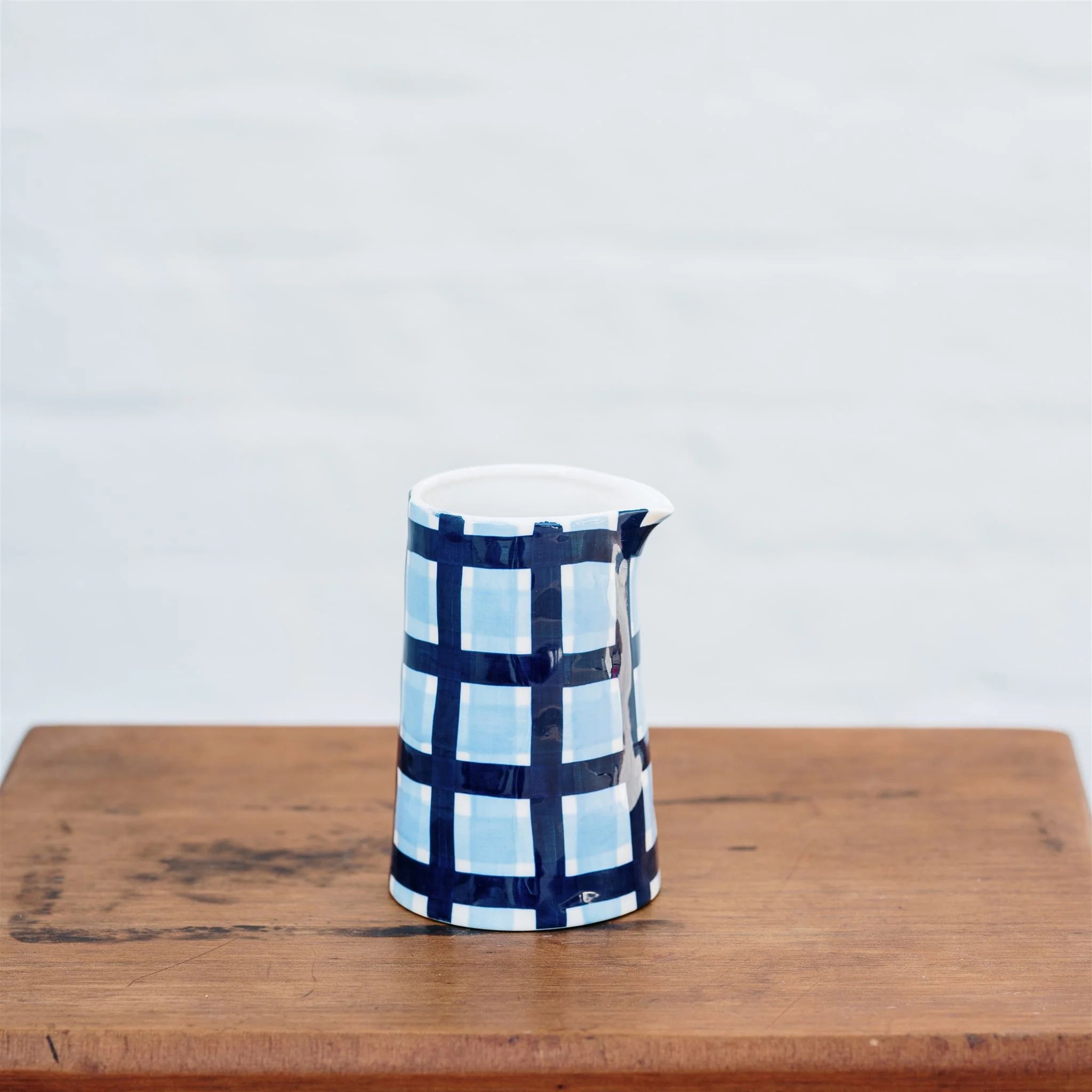 Milk Jug Navy & Blue Gingham