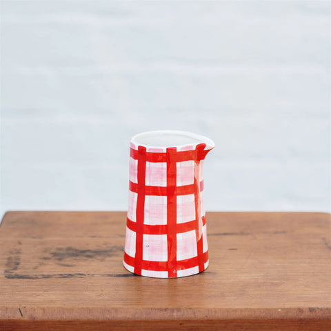 Milk Jug Pink & Red Gingham