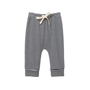 Cotton Drawstring Pants Navy Stripe