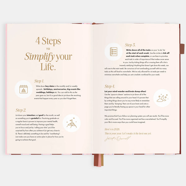 2026 A5 Vertical Planner Burgundy Stripe