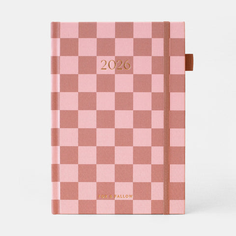 2026 A5 Vertical Planner Rose Check