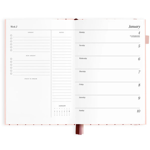 2027 A5 Horizontal Planner Rosé Pinstripe