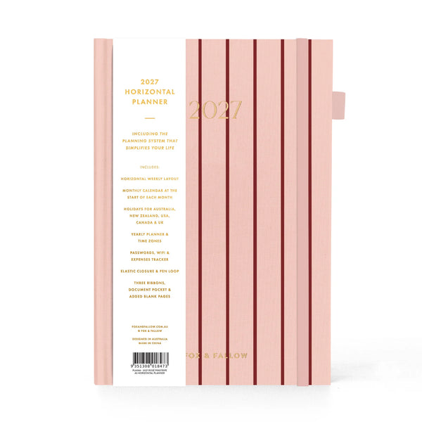 2027 A5 Horizontal Planner Rosé Pinstripe