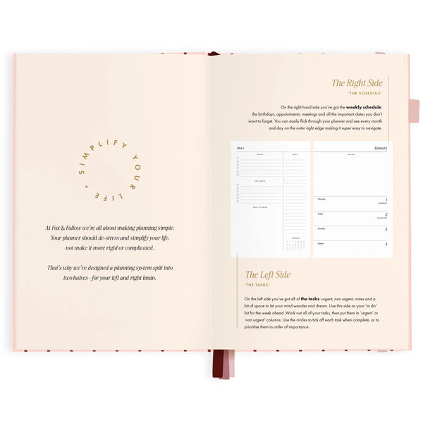 2027 A5 Horizontal Planner Rosé Pinstripe