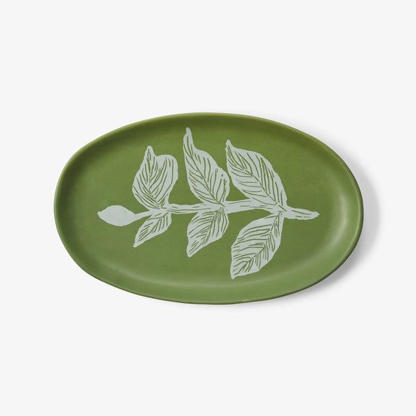 Green Vine Oval Plate