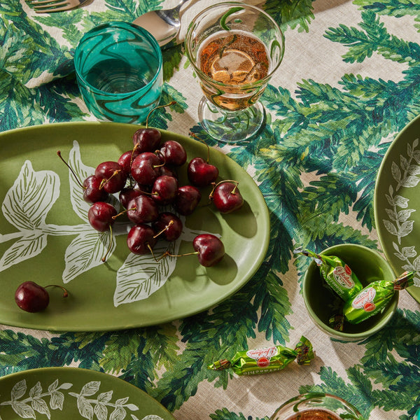 Green Vine Oval Plate