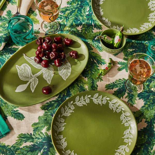 Green Vine Oval Plate