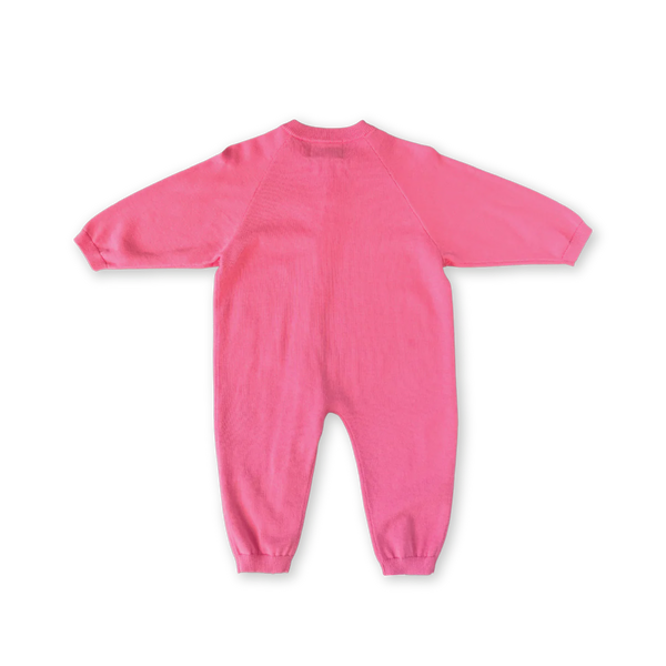 Organic Knit Zipper Starsuit - Bright Sorbet