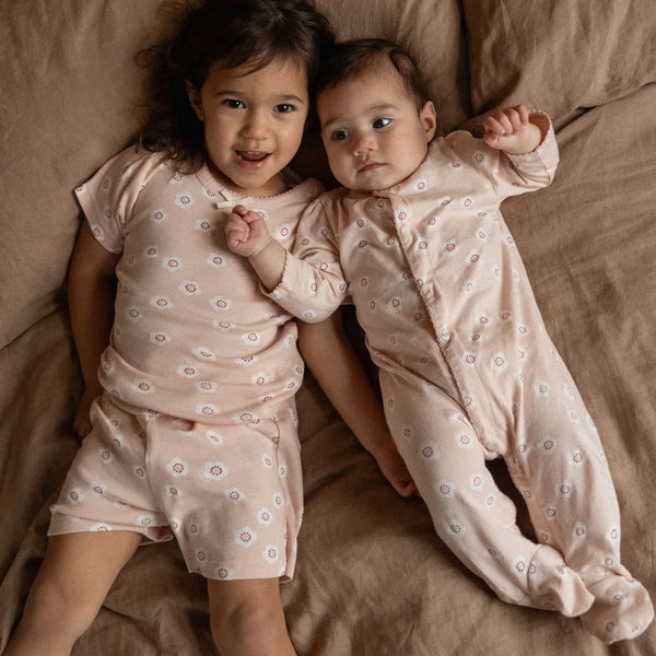 Flora Stamp Rose Dust Shortie Pyjama Set