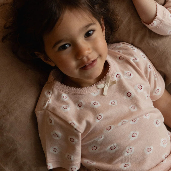 Flora Stamp Rose Dust Shortie Pyjama Set