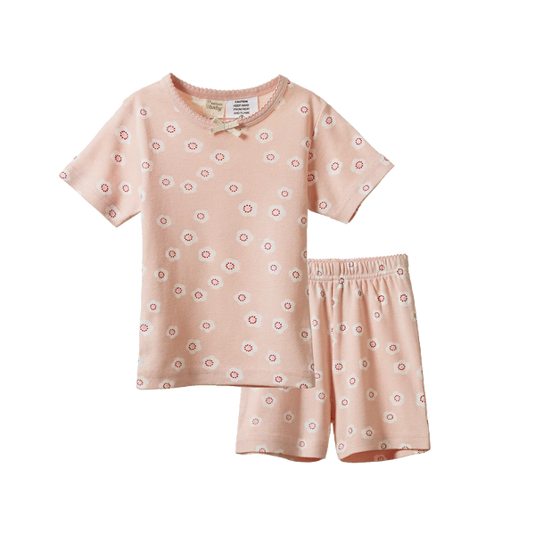 Flora Stamp Rose Dust Shortie Pyjama Set