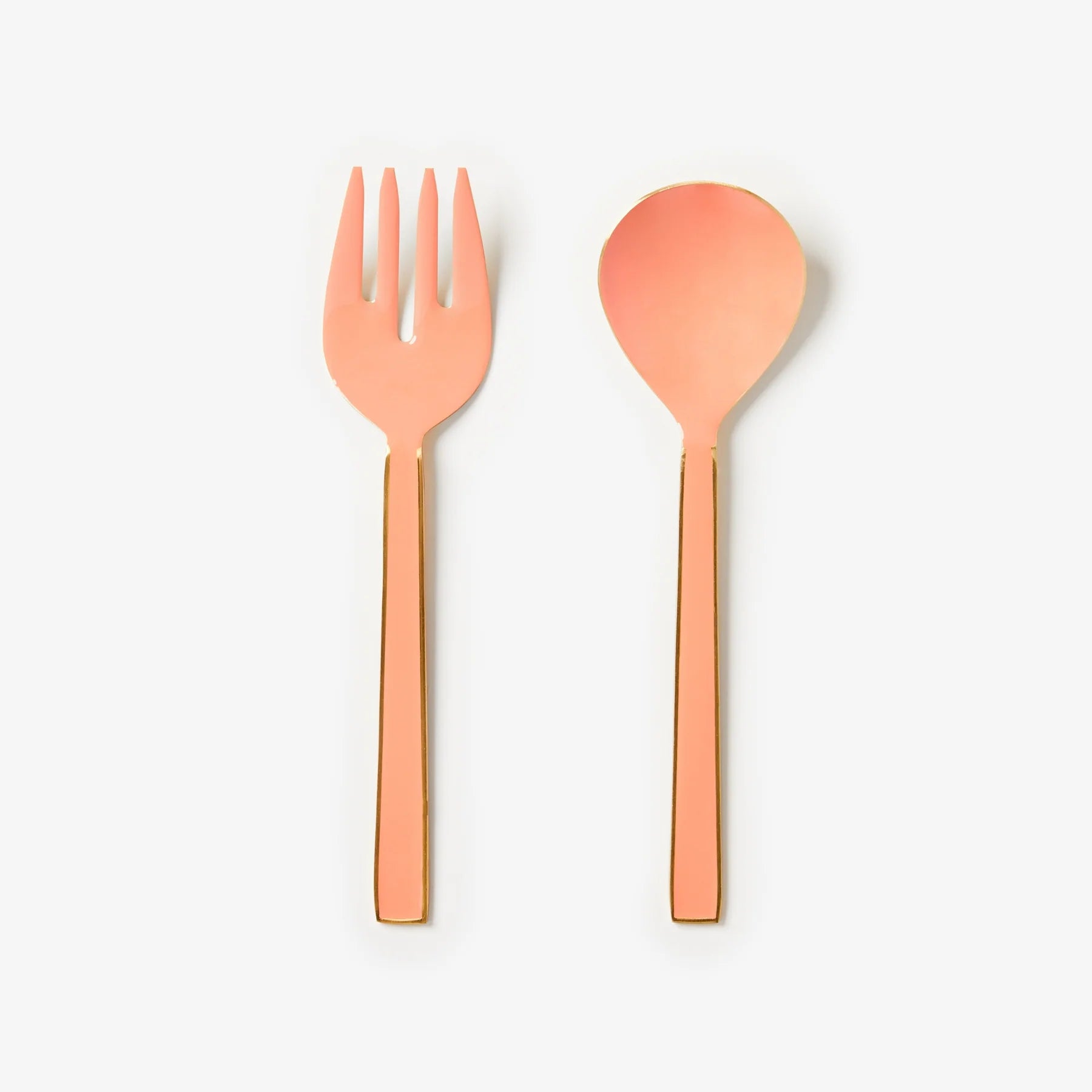 Enamel Salad Servers Set Peach