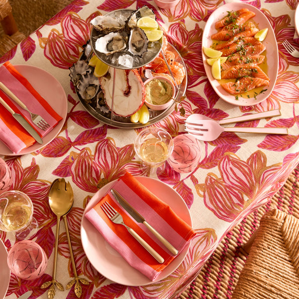 Enamel Salad Servers Set Rose