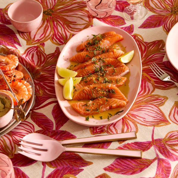 Enamel Salad Servers Set Rose