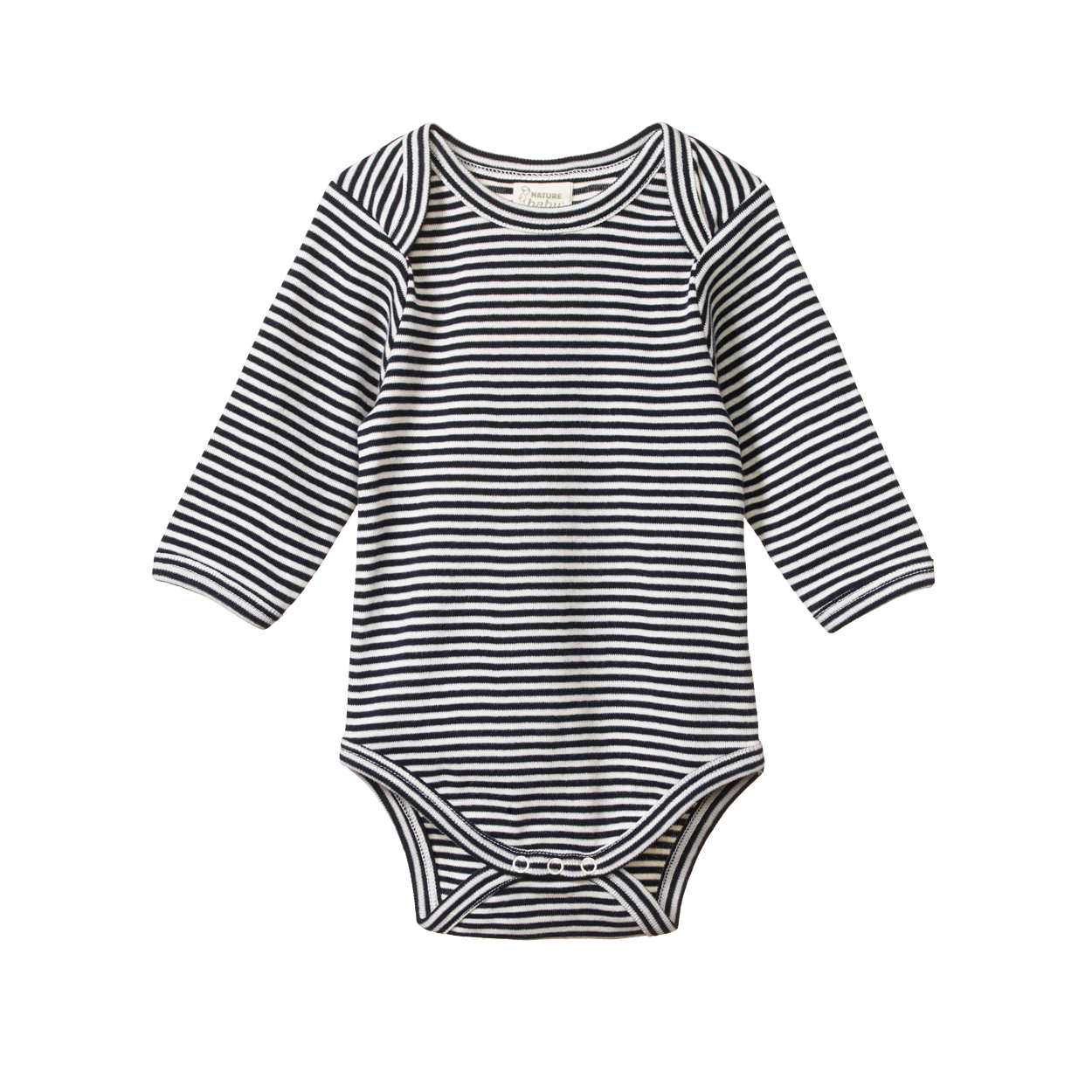 Cotton Long Sleeve Bodysuit Navy Stripe